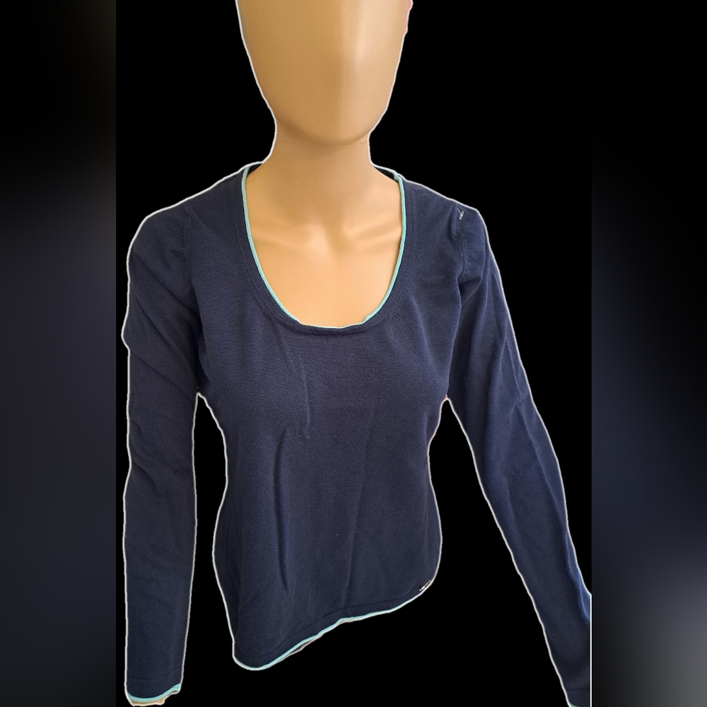 Harmont & Blaine 100% Cotton Deep Blue Long Sleeve Tee